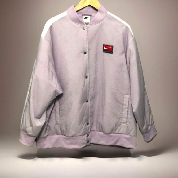 NIKE Sportswear Jacket Women's Size L Purple Lilac Team Bomber Varsity NWOT/NWT - Picture 2 of 8